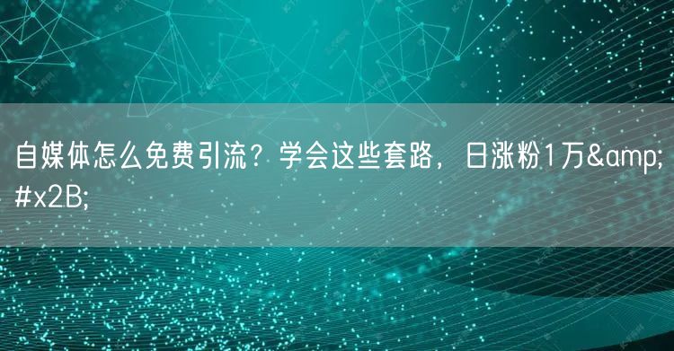自媒体怎么免费引流？学会这些套路，日涨粉1万&#x2B;