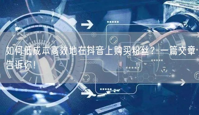 如何低成本高效地在抖音上购买粉丝?一篇文章告诉你!