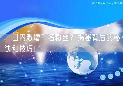 一日内激增千名粉丝?揭秘背后的秘诀和技巧!