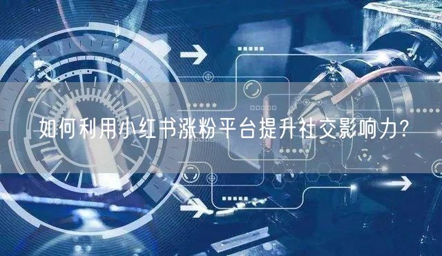 如何利用小红书涨粉平台提升社交影响力？