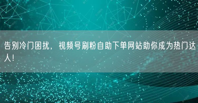 告别冷门困扰，视频号刷粉自助下单网站助你成为热门达人！