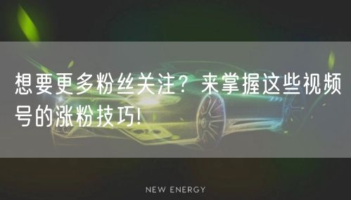 想要更多粉丝关注?来掌握这些视频号的涨粉技巧!