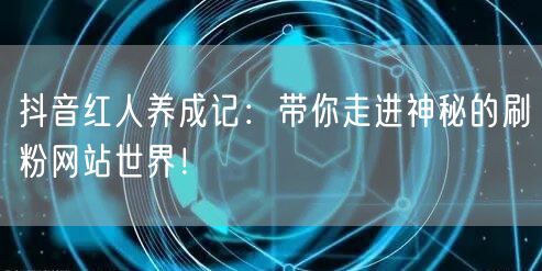 抖音红人养成记:带你走进神秘的刷粉网站世界!