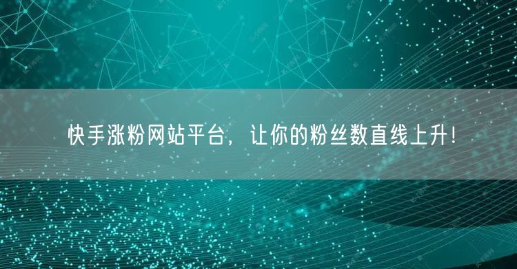 快手涨粉网站平台，让你的粉丝数直线上升！