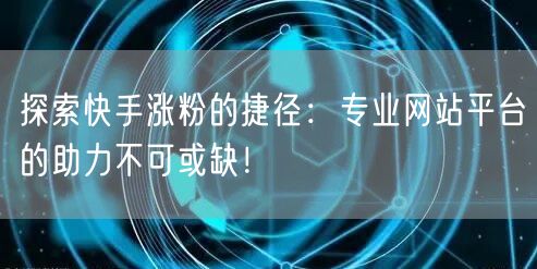 探索快手涨粉的捷径：专业网站平台的助力不可或缺！