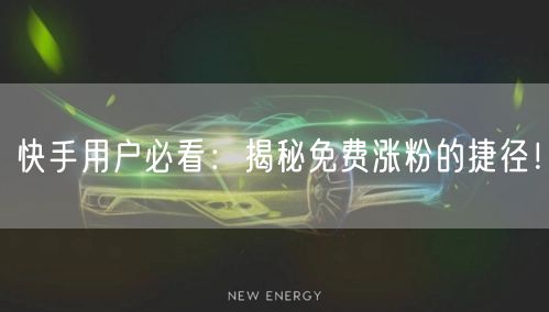 快手用户必看：揭秘免费涨粉的捷径！