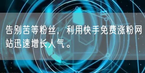 告别苦等粉丝，利用快手免费涨粉网站迅速增长人气。