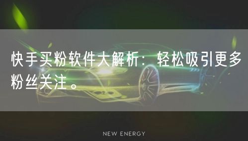 快手买粉软件大解析：轻松吸引更多粉丝关注。