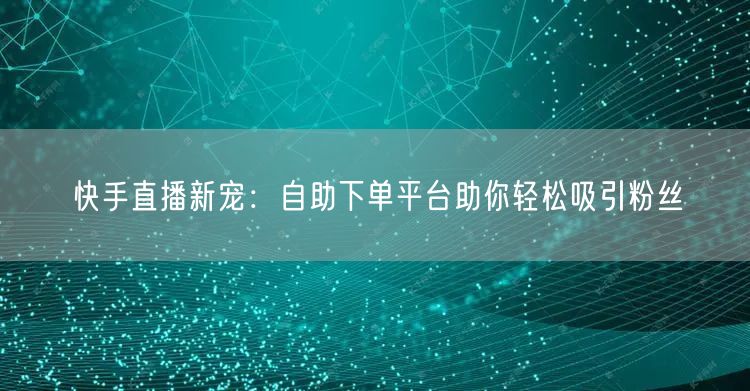 快手直播新宠：自助下单平台助你轻松吸引粉丝