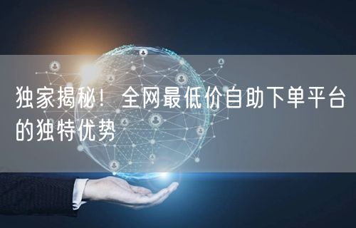 独家揭秘！全网最低价自助下单平台的独特优势