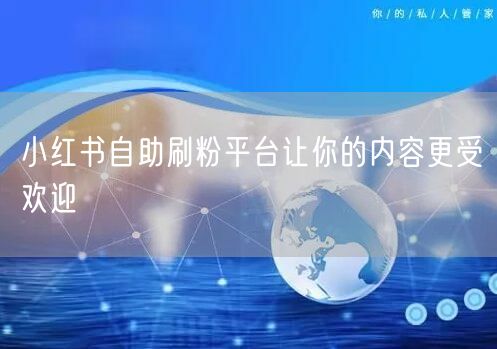 小红书自助刷粉平台让你的内容更受欢迎