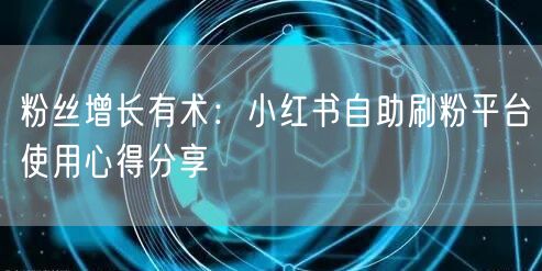 粉丝增长有术:小红书自助刷粉平台使用心得分享