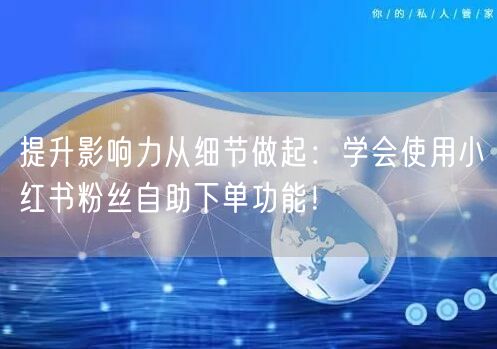 提升影响力从细节做起：学会使用小红书粉丝自助下单功能！