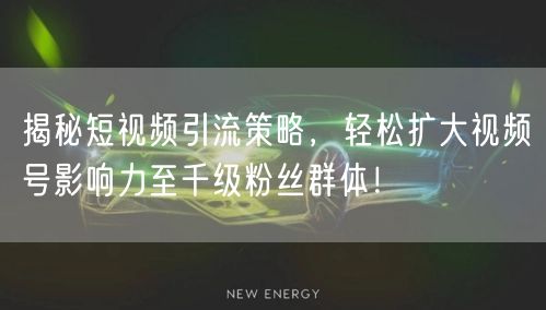 揭秘短视频引流策略，轻松扩大视频号影响力至千级粉丝群体！