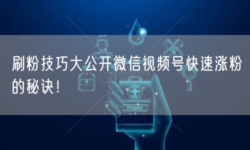 刷粉技巧大公开微信视频号快速涨粉的秘诀!